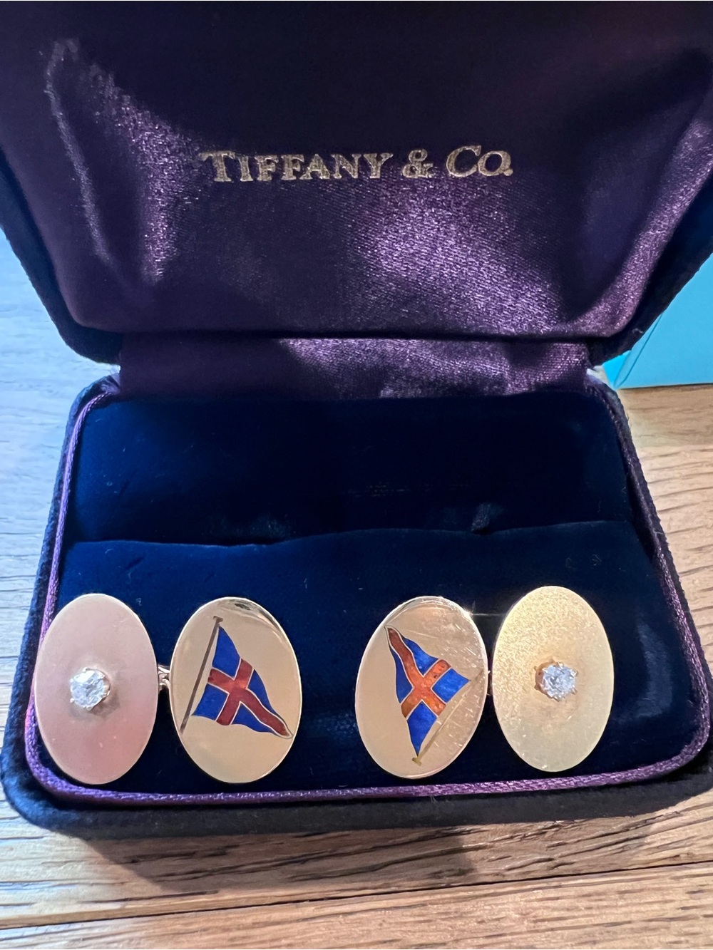 Tiffany & Co 18k gold and diamond cufflinks Circa 1960s